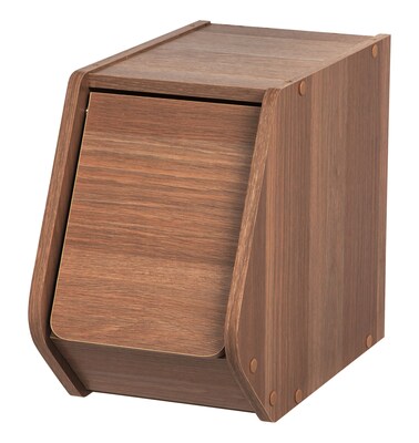 IRIS® Modular Wood Stacking Storage Box w/Door, Narrow, Light Brown