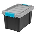 IRIS® Store-It-All Tote 5 Gallon, 4 Pack, Black with Teal buckles
