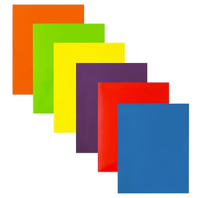 JAM Paper Laminated 2-Pocket Glossy Presentation Folders, Multicolored, Assorted Colors, 6/Pack (385
