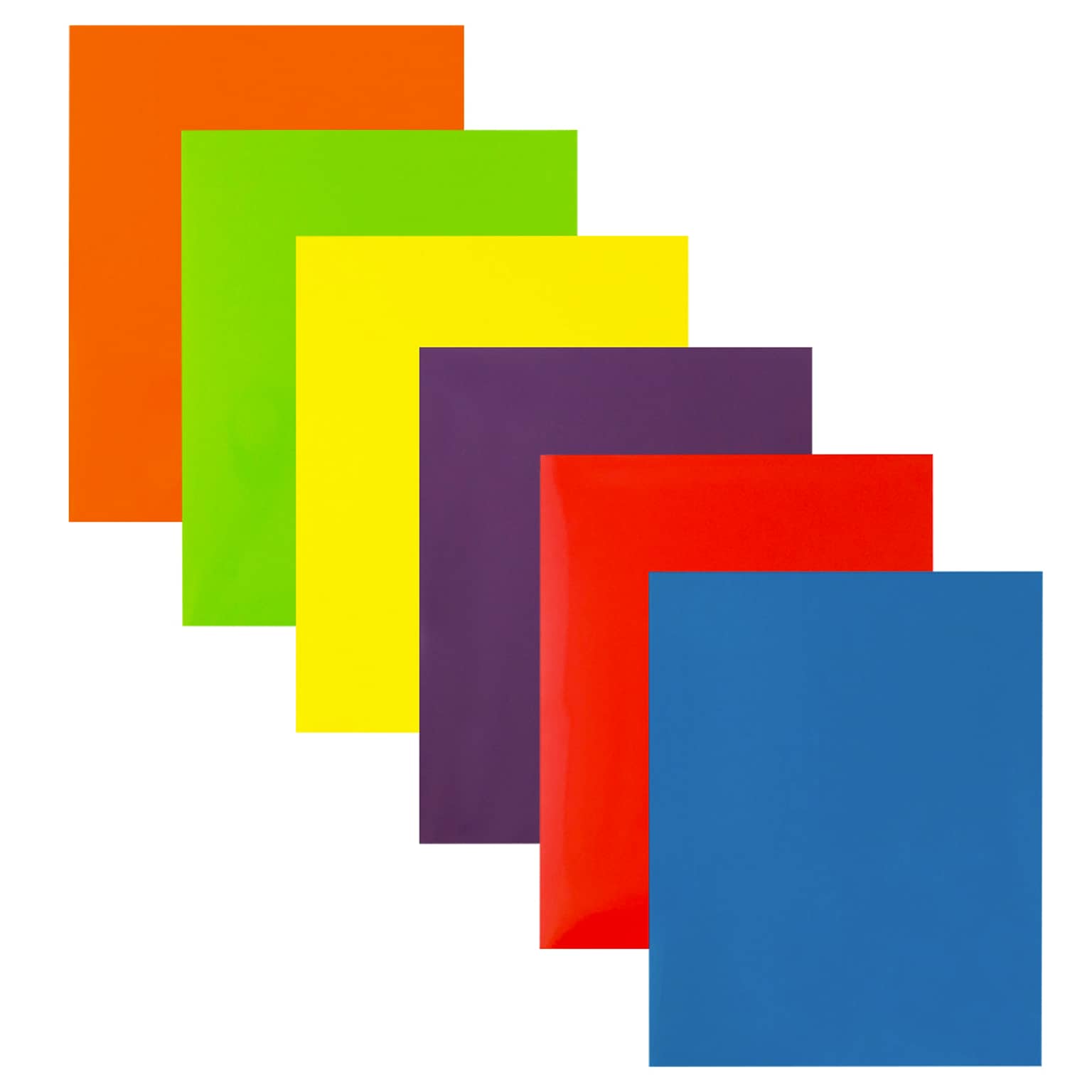 JAM Paper Laminated 2-Pocket Glossy 2-Pocket Cardstock Presentation Folder, Assorted, 6/Pack (385GASSRTD)