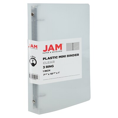 JAM Paper Plastic Mini 1 3-Ring Binder, Clear (370531985)