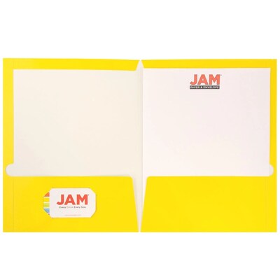 JAM Paper Laminated 2-Pocket Glossy 2-Pocket Cardstock Presentation Folder, Assorted, 6/Pack (385GASSRTD)