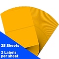 JAM Paper Shipping Labels, Half Page, 5 1/2 x 8 1/2, Neon Orange,  2 Labels/Sheet, 25 Sheets/Pack