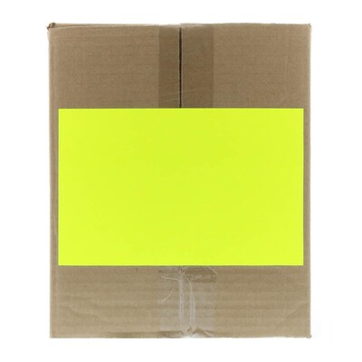 JAM Paper Shipping Labels, Half Page, 5 1/2" x 8 1/2", Neon Yellow,  2 Labels/Sheet, 25 Sheets/Pack (359429627)