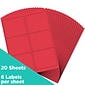 JAM Paper Laser/Inkjet Address Label, 3 3/8" x 4", Red, 6 Labels/Sheet, 20 Sheets/Pack (14516067)