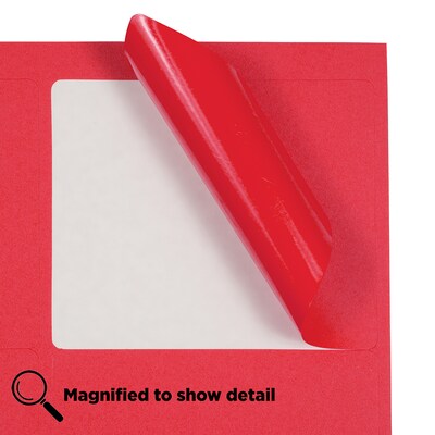 JAM Paper Laser/Inkjet Address Label, 3 3/8" x 4", Red, 6 Labels/Sheet, 20 Sheets/Pack (14516067)