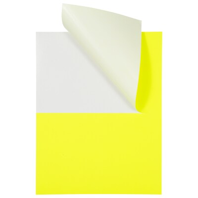 JAM Paper Shipping Labels, Half Page, 5 1/2" x 8 1/2", Neon Yellow,  2 Labels/Sheet, 25 Sheets/Pack (359429627)