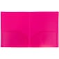 JAM Paper Heavy Duty Plastic Two-Pocket School Folders, Fuchsia Pink, 6/Pack (946172D)