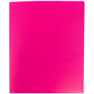 JAM Paper Heavy Duty Plastic Two-Pocket School Folders, Fuchsia Pink, 6/Pack (946172D)