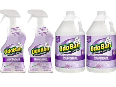 ODOBAN Disinfectant Spray and Concentrate, Lavender, 32 Fl. Oz./128 Fl. oz., 4/Carton (91LAVPK-STP)