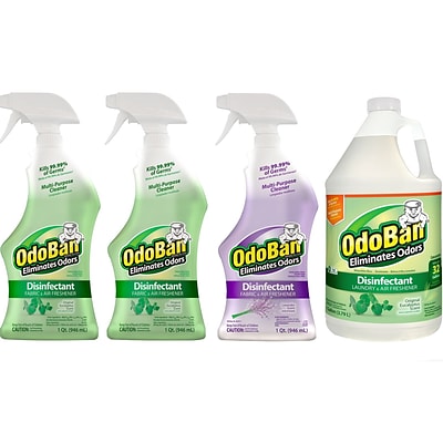 ODOBAN Disinfectant Spray and Concentrate, Lavender/Original Eucalyptus, 32 Fl. oz./128 Fl. oz., 4/Carton (9110613SP-STP)