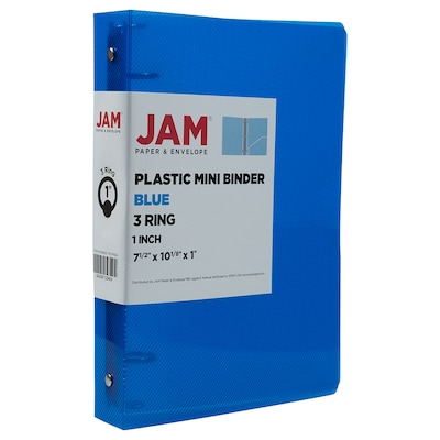 JAM Paper Plastic Mini 1 3-Ring Binder, Blue (751TM1BU)