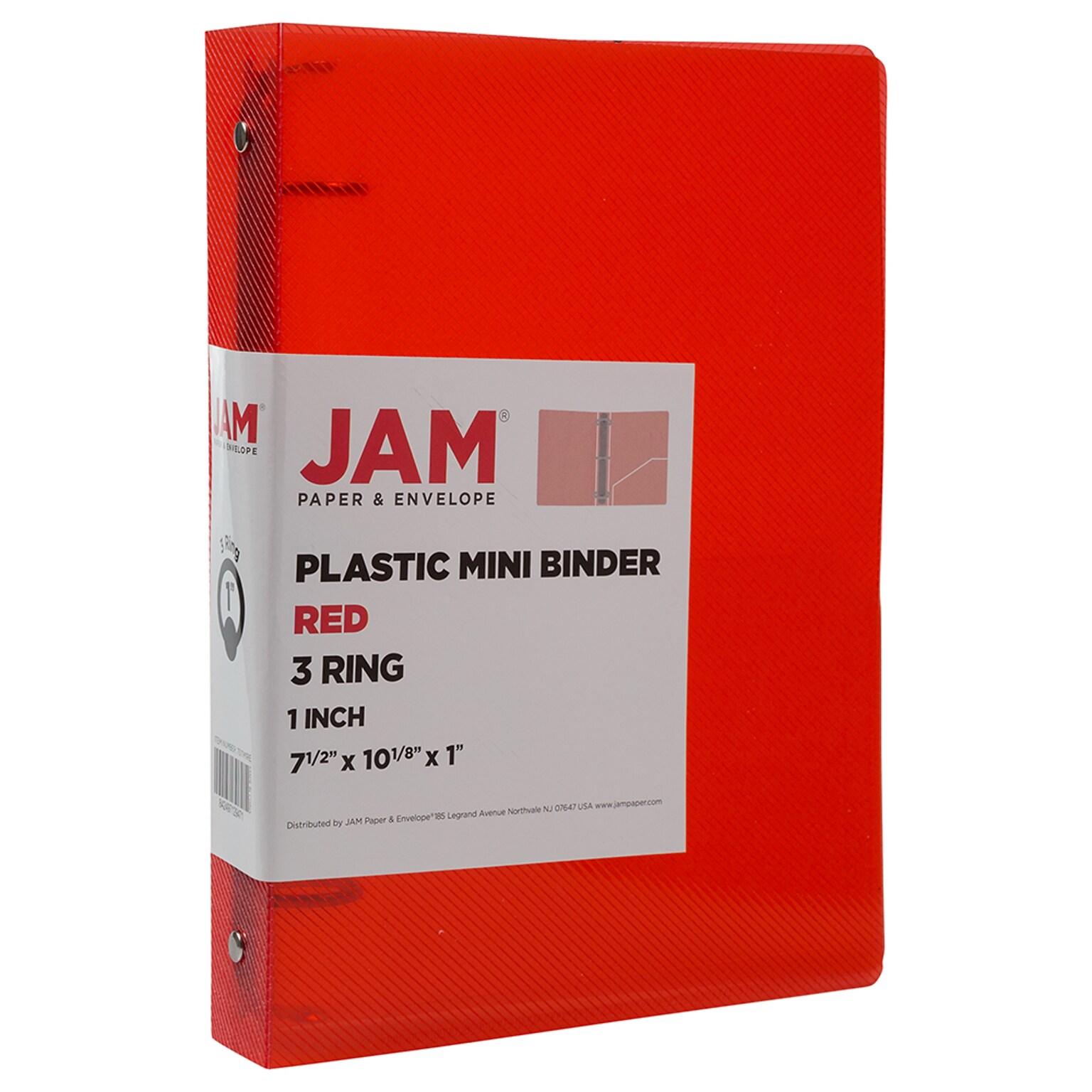 JAM Paper Plastic Mini 1 3-Ring Binders, Red, 24/Pack (751TM1REA)