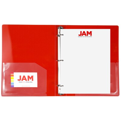 JAM Paper Plastic Mini 1" 3-Ring Binders, Red, 24/Pack (751TM1REA)