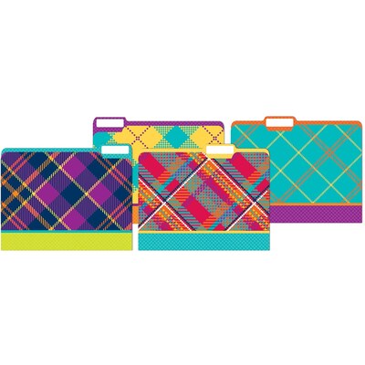 JAM Paper Plaid File Folders, 4-Tabs, Letter Size, Assorted, 4/Pack (JIGCOCF866423)
