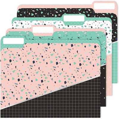 JAM Paper Plaid Confetti File Folders, 4-Tabs, Letter Size, Assorted, 4/Pack (JIGCOCF866427)