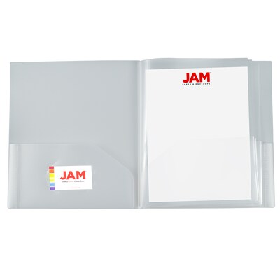 JAM Paper 10-Pocket Heavy Duty Folders, Clear, 3/Pack (389MP10clc)