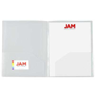 JAM Paper 4-Pocket Heavy Duty Folders, Clear, 2/Pack (389MP4cl)