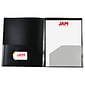 JAM Paper Heavy Duty 4-Pocket Plastic Folders, Black, 2/Pack (389MP4bl)