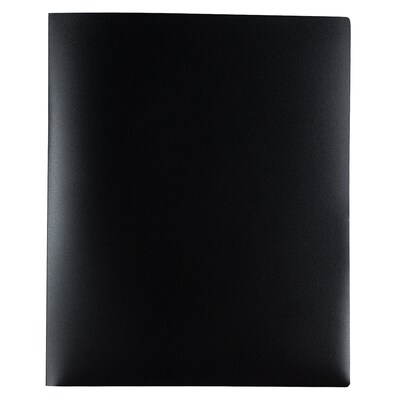 JAM Paper Heavy Duty 4-Pocket Plastic Folders, Black, 2/Pack (389MP4bl)