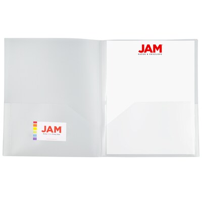 JAM Paper 6-Pocket Heavy Duty Plastic Folders, Clear, 2/Pack (389MP6cl)