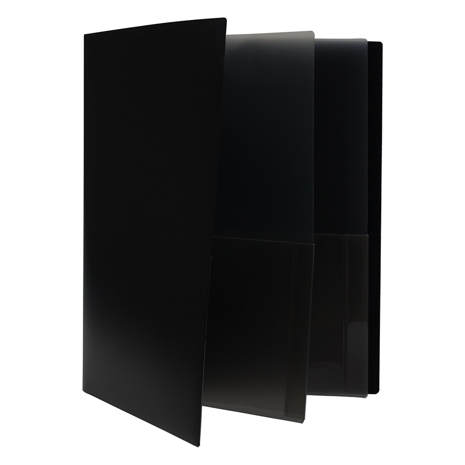 JAM Paper 6-Pocket Heavy Duty Plastic Folders, Black, 2/Pack (389MP6bl)
