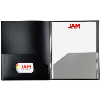 JAM Paper 6-Pocket Heavy Duty Plastic Folders, Black, 2/Pack (389MP6bl)