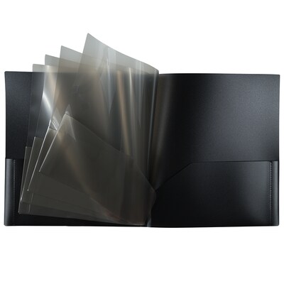 JAM Paper 10-Pocket Heavy Duty Folders, Black, 2/Pack (389MP10blb)