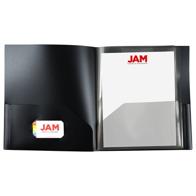 JAM Paper 10-Pocket Heavy Duty Folders, Black, 2/Pack (389MP10blb)