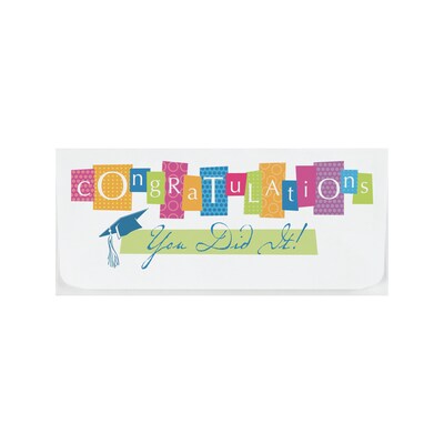 Custom 6-1/2 x 2-7/8 Graduation Congratulations Currency Envelopes, Printed, Smooth, 25/Pack