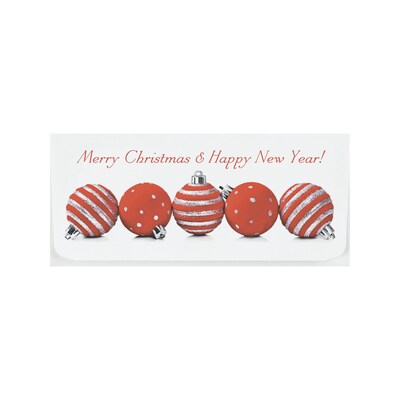 Custom 6-1/2 x 2-7/8 Merry Christmas, Happy New Year Currency Envelopes, Printed, Smooth, 25/Pack