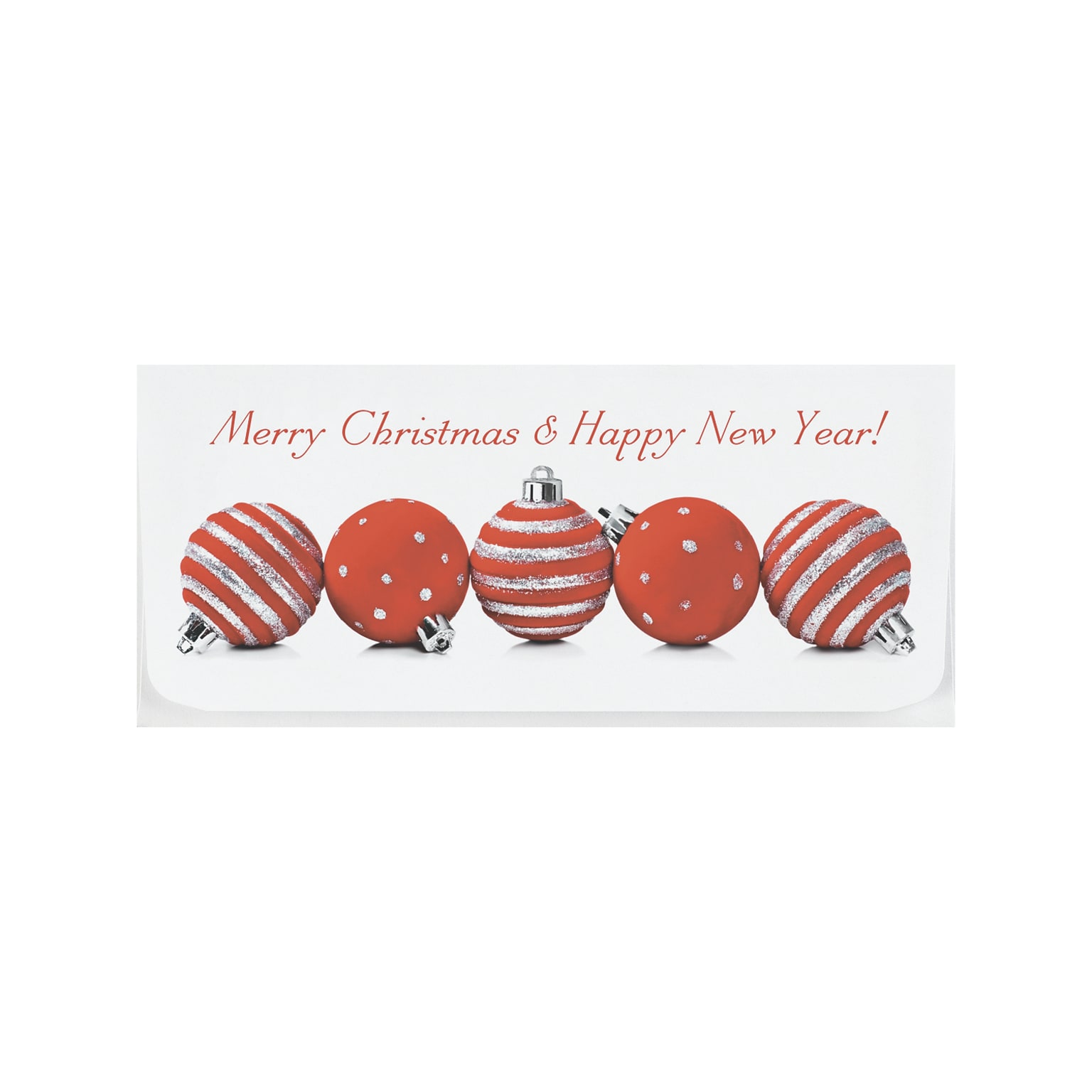 Custom 6-1/2 x 2-7/8 Merry Christmas, Happy New Year Currency Envelopes, Printed, Smooth, 25/Pack