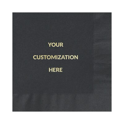 Custom 6-1/2" Square Black Luncheon Napkin, 3-Ply Tissue, 100/Pack