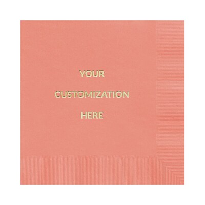 Custom 6-1/2" Square Coral Luncheon Napkin, 3-Ply Tissue, 100/Pack