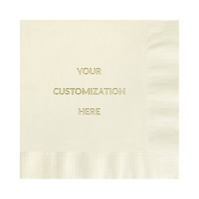 Custom 6-1/2" Square Ecru Luncheon Napkin, 3-Ply Tissue, 100/Pack