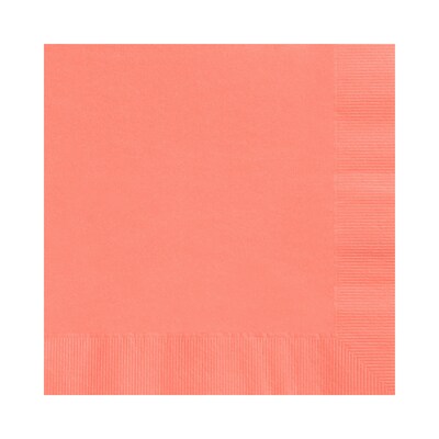 Custom 6-1/2 Square Coral Luncheon Napkin, 3-Ply Tissue, 100/Pack