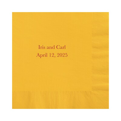 Custom 6-1/2" Square Gold Luncheon Napkin, 3-Ply Tissue, 100/Pack