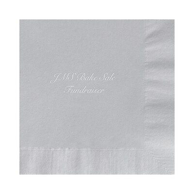 Custom 6-1/2" Square Silver Luncheon Napkin, 3-Ply Tissue, 100/Pack