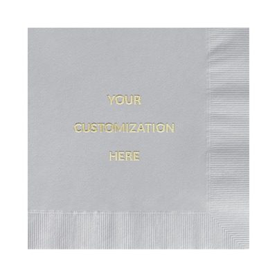 Custom 6-1/2" Square Silver Luncheon Napkin, 3-Ply Tissue, 100/Pack