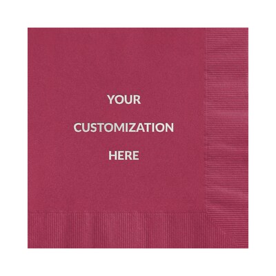 Custom 6-1/2" Square Magenta Luncheon Napkin, 3-Ply Tissue, 100/Pack
