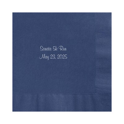 Custom 6-1/2" Square Navy Luncheon Napkin, 3-Ply Tissue, 100/Pack