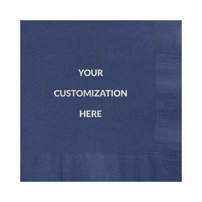 Custom 6-1/2" Square Navy Luncheon Napkin, 3-Ply Tissue, 100/Pack