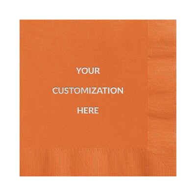 Custom 6-1/2" Square Orange Luncheon Napkin, 3-Ply Tissue, 100/Pack