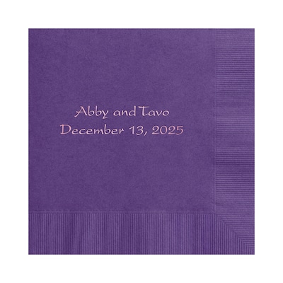 Custom 6-1/2" Square Violet Luncheon Napkin, 3-Ply Tissue, 100/Pack