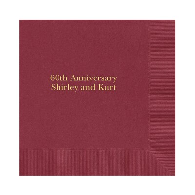 Custom 6-1/2" Square Wine Luncheon Napkin, 3-Ply Tissue, 100/Pack