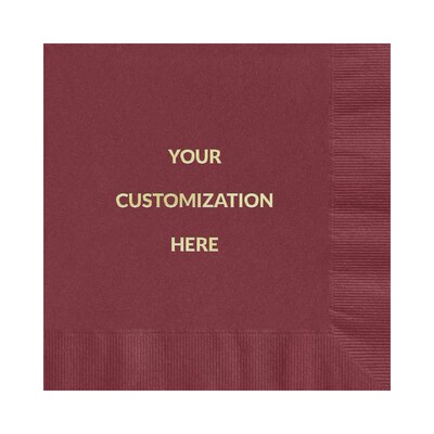 Custom 6-1/2" Square Wine Luncheon Napkin, 3-Ply Tissue, 100/Pack