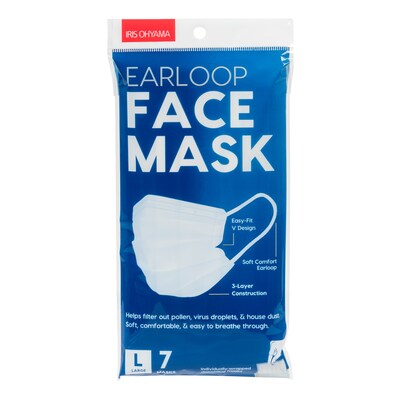 Iris Earloop Disposable Face Mask, Individually Wrapped, Large, 7/Pack (590017)
