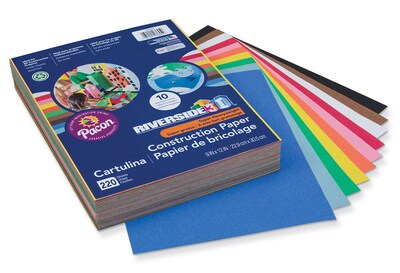 Pacon Riverside 3D 9" x 12" Construction Paper, Assorted Colors, 220 Sheets/Ream (PAC103645)