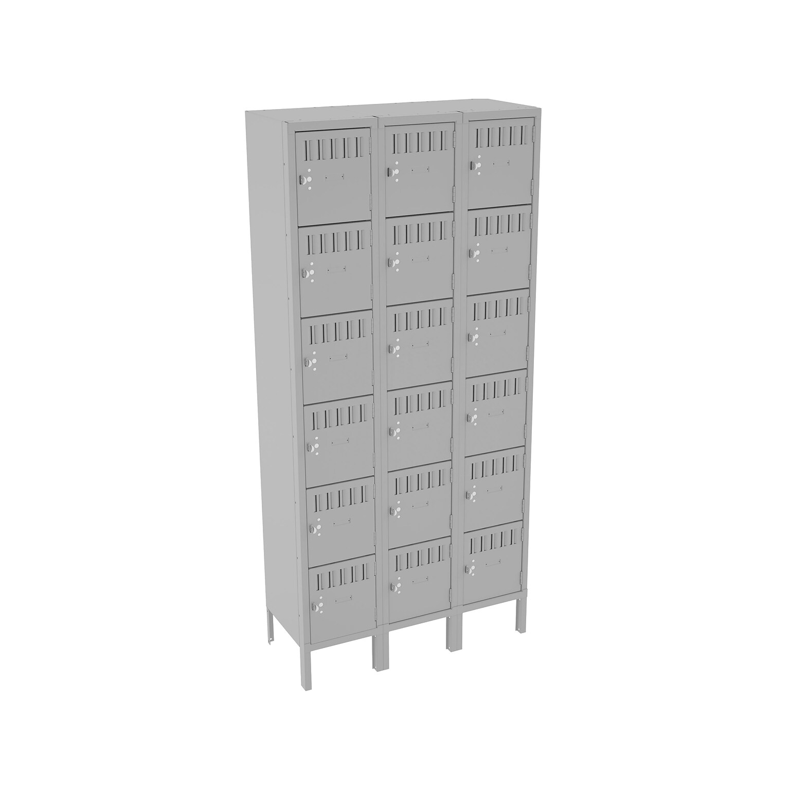 Tennsco 78 6-Tier Three Wide Light Gray Storage Locker (BS6-151812-3-LGY)