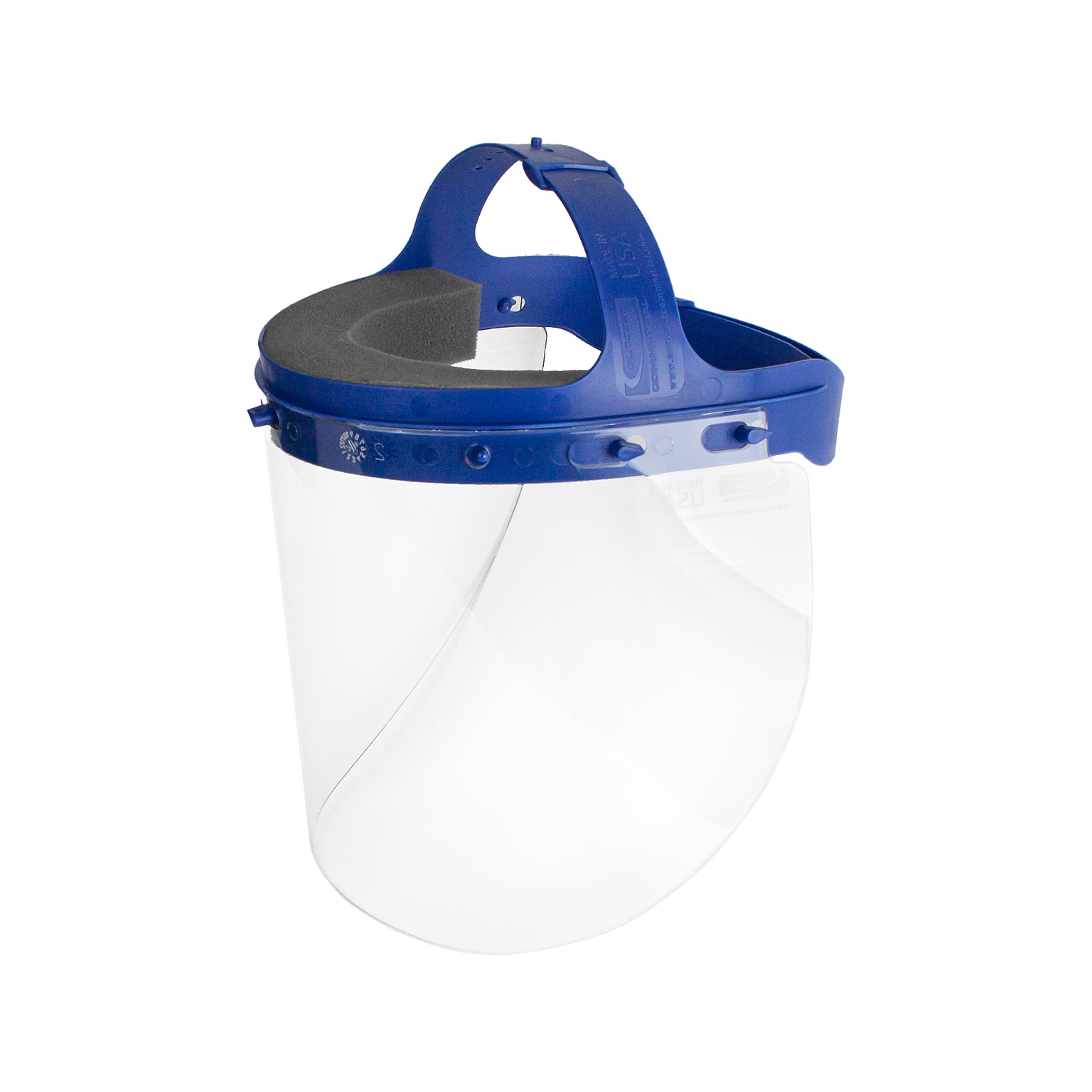 Suncast Fully Reusable Fully Assembled Face Shield, Blue/Clear Visor, 16/Pack (HGASSY16)